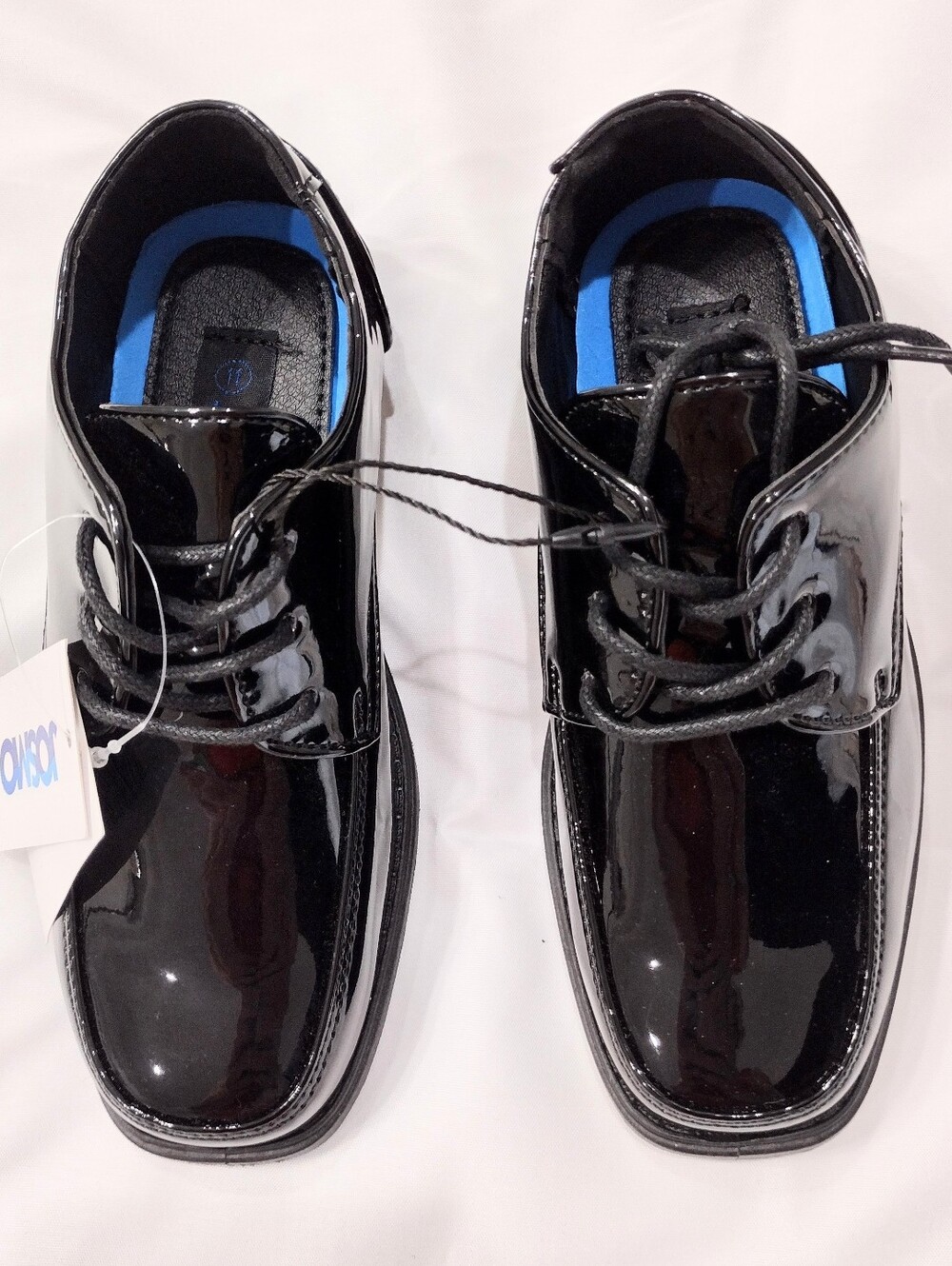 New Josmo Boys Black Patent Lace-Up Dress Shoes Sz 11